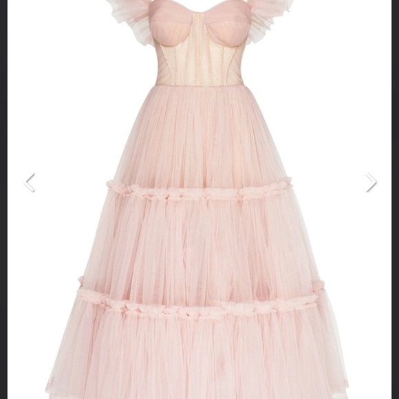 Size XL Authentic Milla tea length tulle dress in color misty rose. Worn once. - Picture 2 of 15